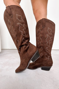 A Wild Ride Faux Suede Western Boots (Brown) - NanaMacs