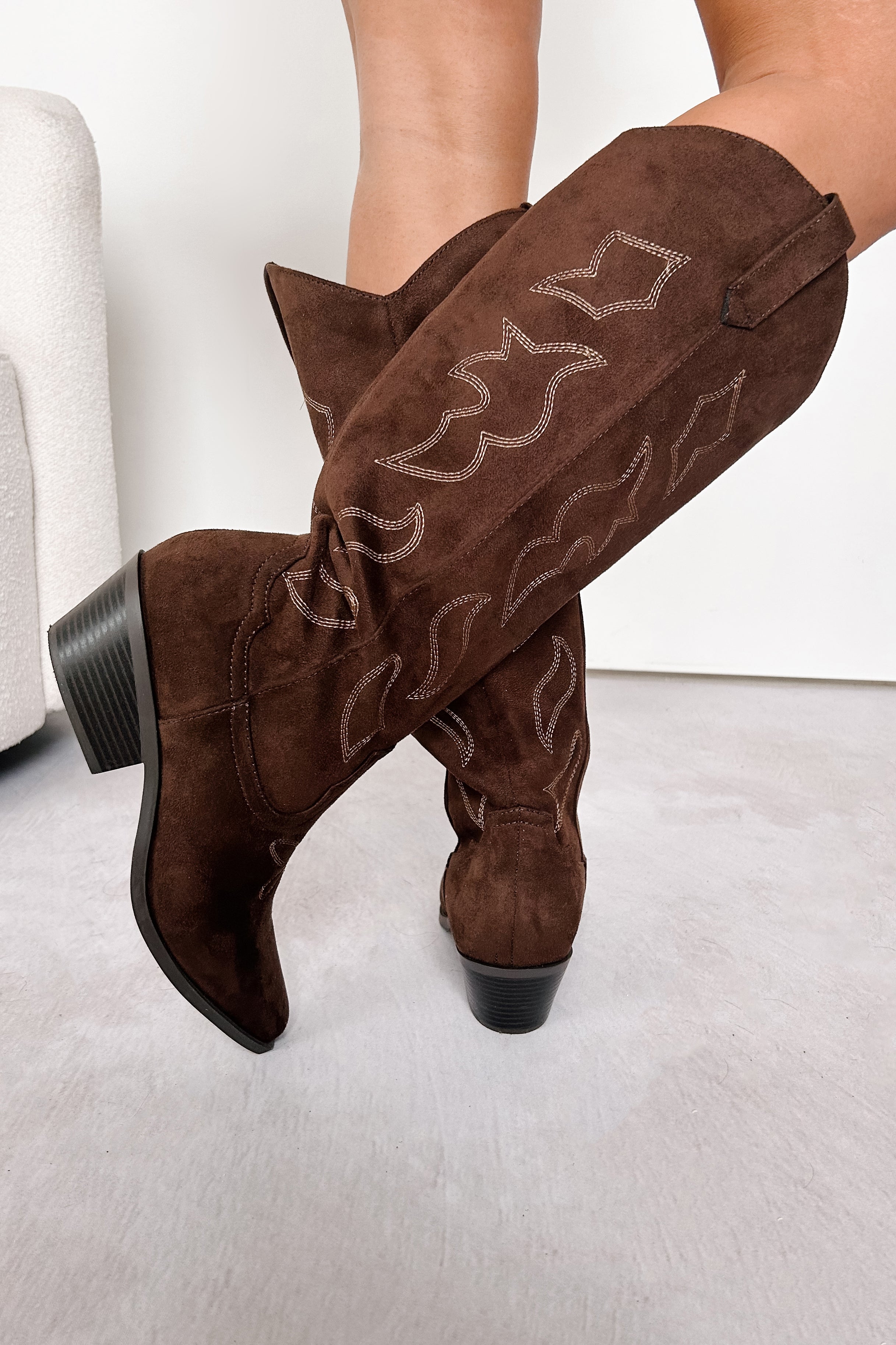 A Wild Ride Faux Suede Western Boots (Brown) - NanaMacs