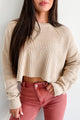 Coziest Memories Crewneck Crop Sweater (Taupe) - NanaMacs