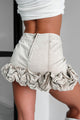 Call The Paparazzi Ruffled Denim Mini Skirt (Ecru) - NanaMacs