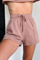 Endless Leisure Knit Drawstring Waist Shorts (Mocha) - NanaMacs