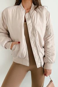 Closing The Distance Bomber Jacket (Beige) - NanaMacs