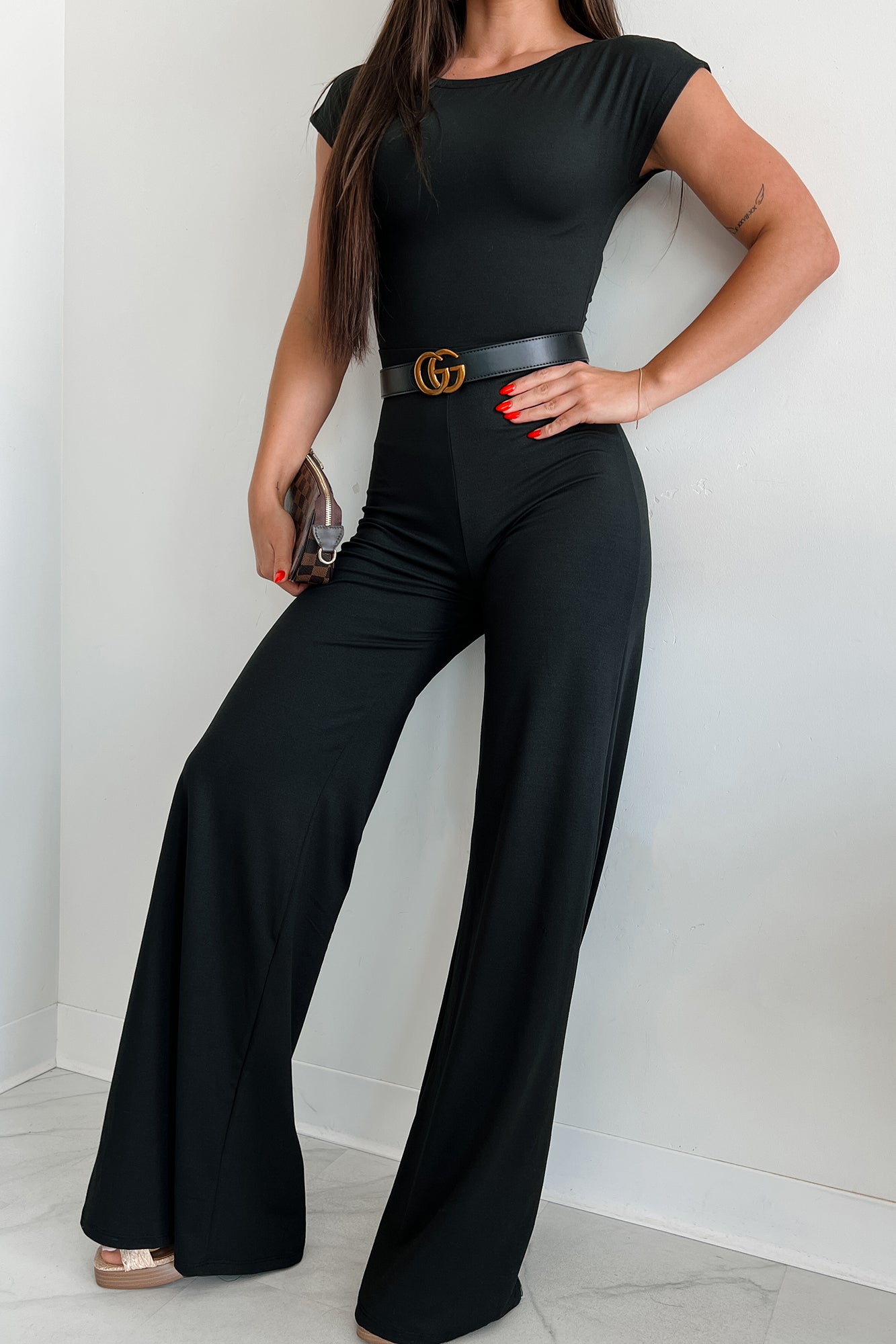 Staying Out Later Twist-Back Jumpsuit (Black) - NanaMacs