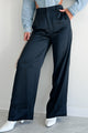 Focus Meetings High Waist Satin Pants (Black) - NanaMacs