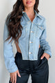 Icon Status Cropped Denim Corset Jacket (Medium Denim)