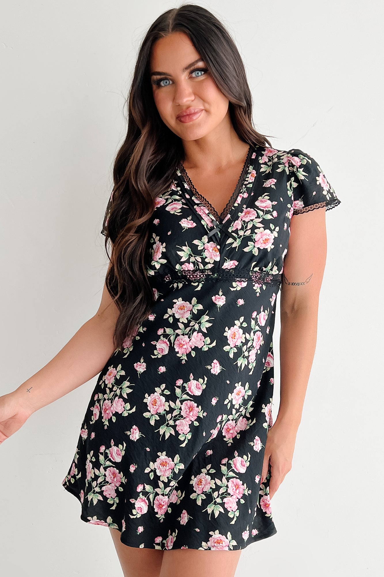 Women's Endless Rose Floral Mini Dress in Black - Size M Women's Endless Rose Floral Mini Dress in Black - Size M