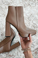 Always Getting Noticed Pointed Toe Platform Bootie (Camel PU) - NanaMacs