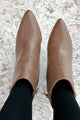 Always Getting Noticed Pointed Toe Platform Bootie (Camel PU)