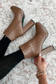 Always Getting Noticed Pointed Toe Platform Bootie (Camel PU)