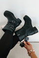 Don't Need Your Approval Buckle Strap Moto Boots (Black PU)