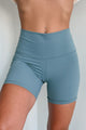 Gym Fanatic High Waisted Biker Shorts (Slate Blue) - NanaMacs