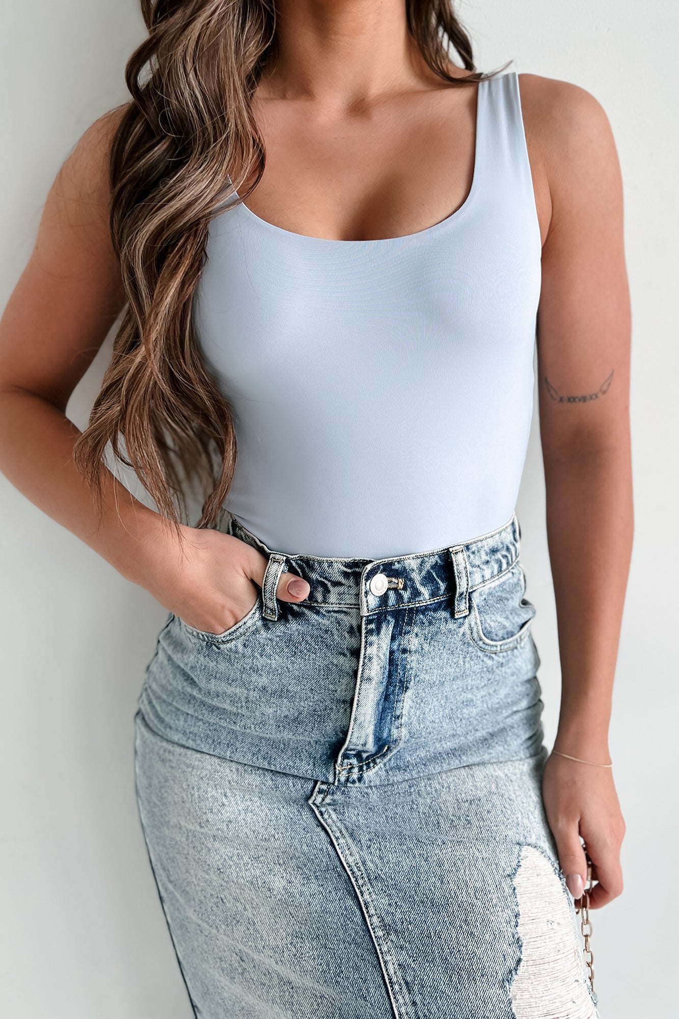 New Hobbies Scoop Neck Tank Bodysuit (Icee Blue) - NanaMacs