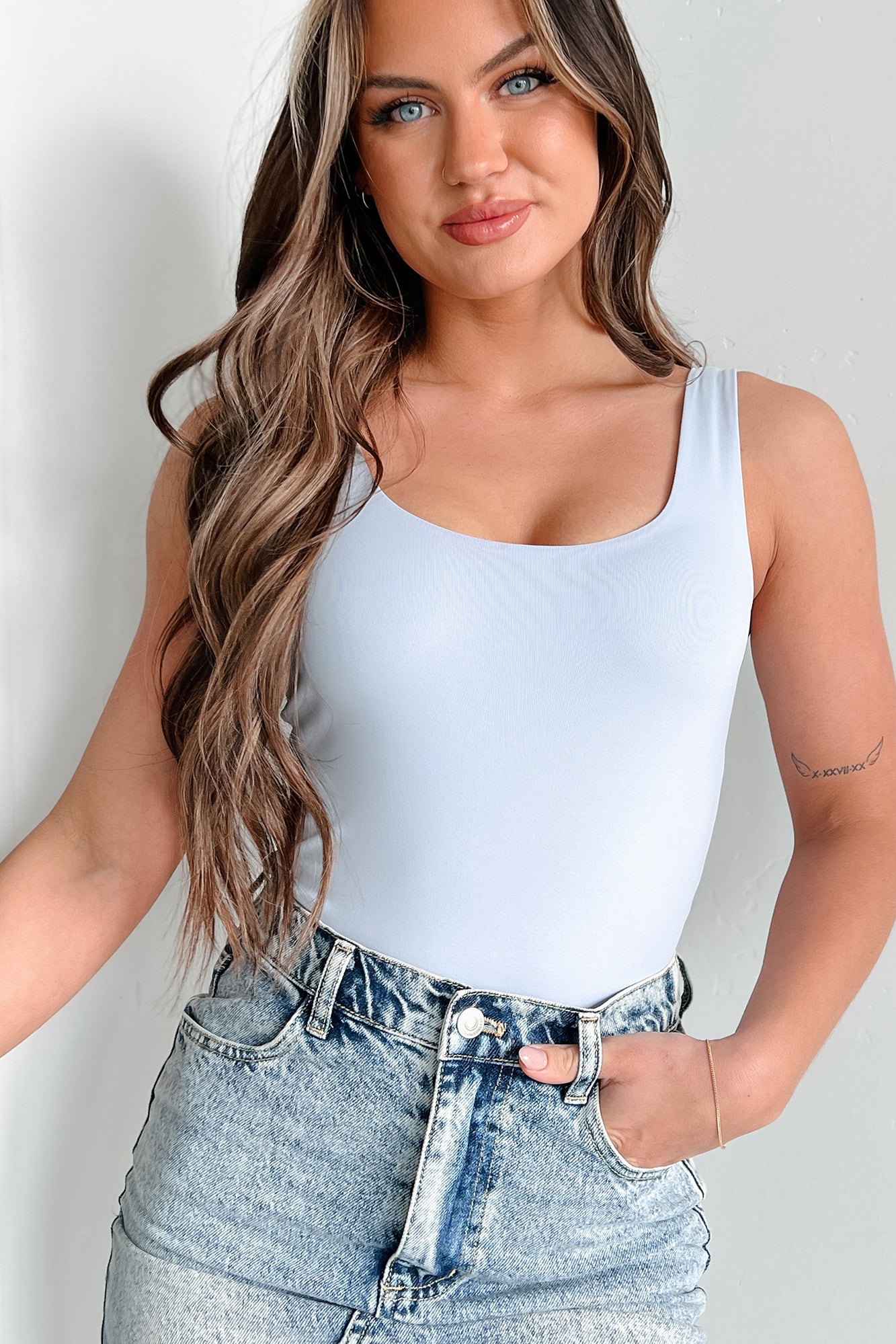 New Hobbies Scoop Neck Tank Bodysuit (Icee Blue) - NanaMacs