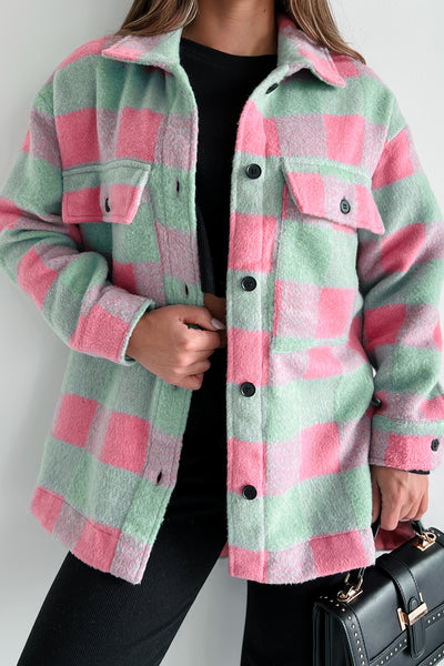 On Cloud Nine Long Plaid Shacket (Pink Multi) - NanaMacs