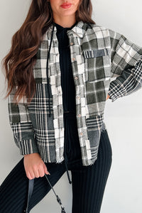 Brently Textured Plaid Shacket (Olive) - NanaMacs