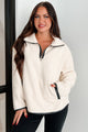 Too Close For Comfort Half-Zip Sherpa Pullover (Cream) - NanaMacs