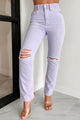 Penelope High Rise Distressed Straight Leg Kancan Jeans (Lavender) - NanaMacs
