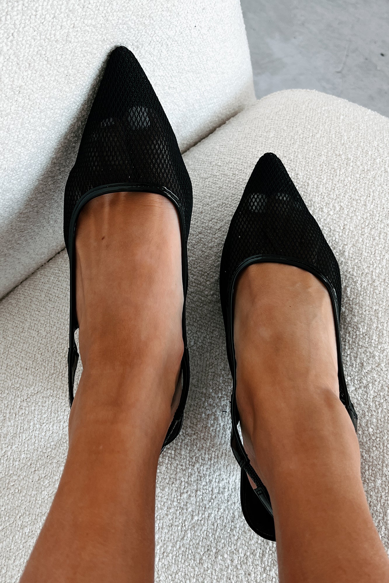 Seeing The Truth Mesh Slingback Heels (Black)