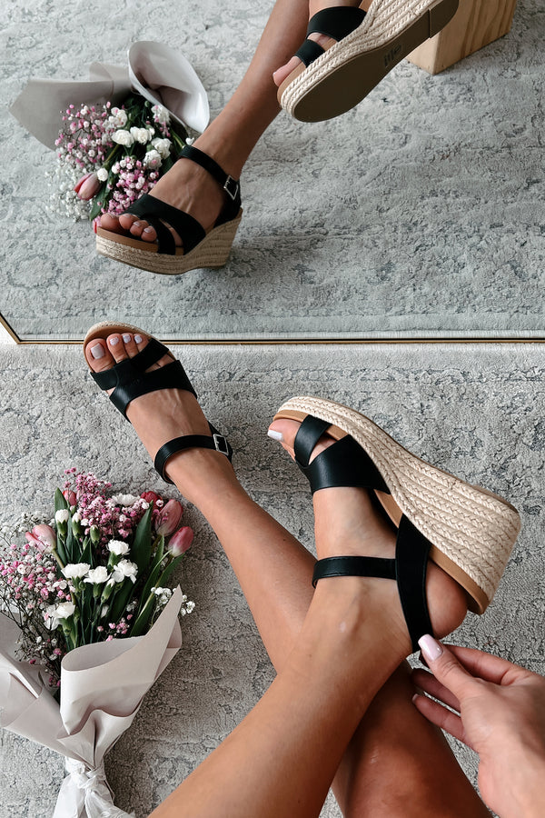 Havana Living Wedge Sandals (Black) - NanaMacs