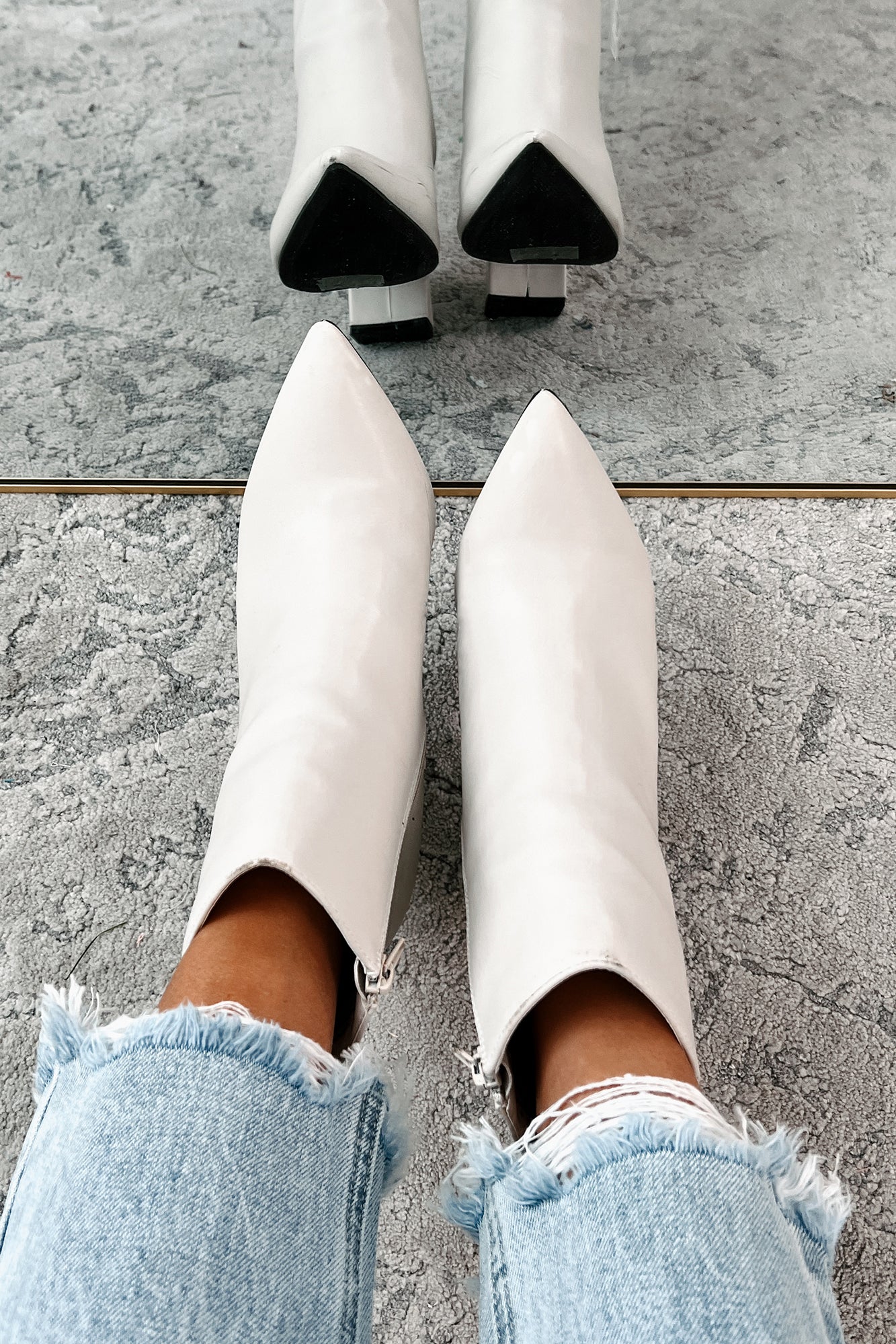 Simple Perfection Faux Leather Booties (Ivory PU)