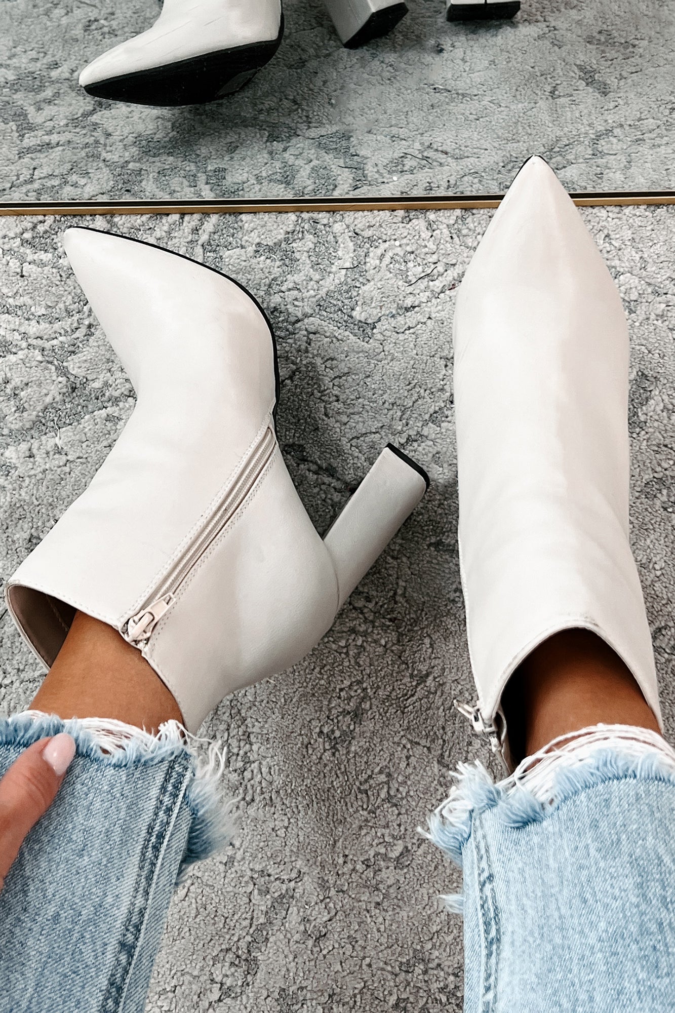 Simple Perfection Faux Leather Booties (Ivory PU)