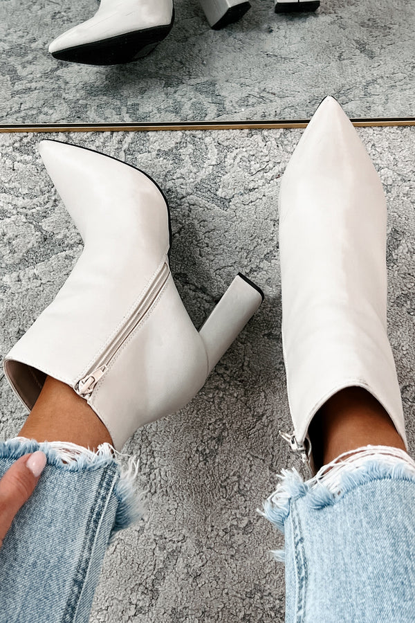 Simple Perfection Faux Leather Booties (Ivory PU) - NanaMacs