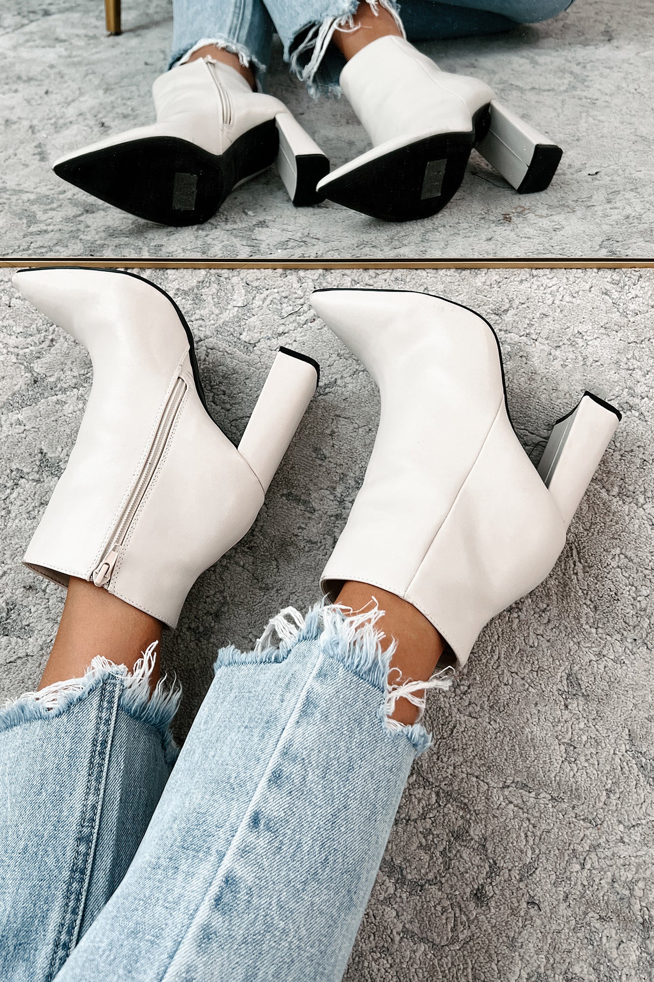 Simple Perfection Faux Leather Booties (Ivory PU)