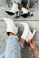 Simple Perfection Faux Leather Booties (Ivory PU) - NanaMacs