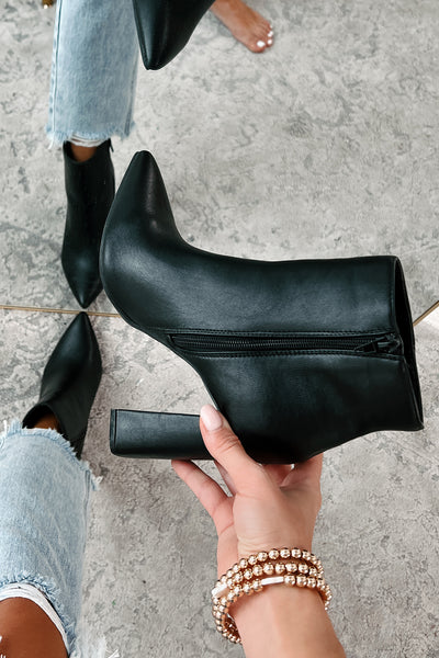 Simple Perfection Faux Leather Booties (Black PU) - NanaMacs