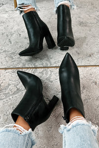 Simple Perfection Faux Leather Booties (Black PU) - NanaMacs