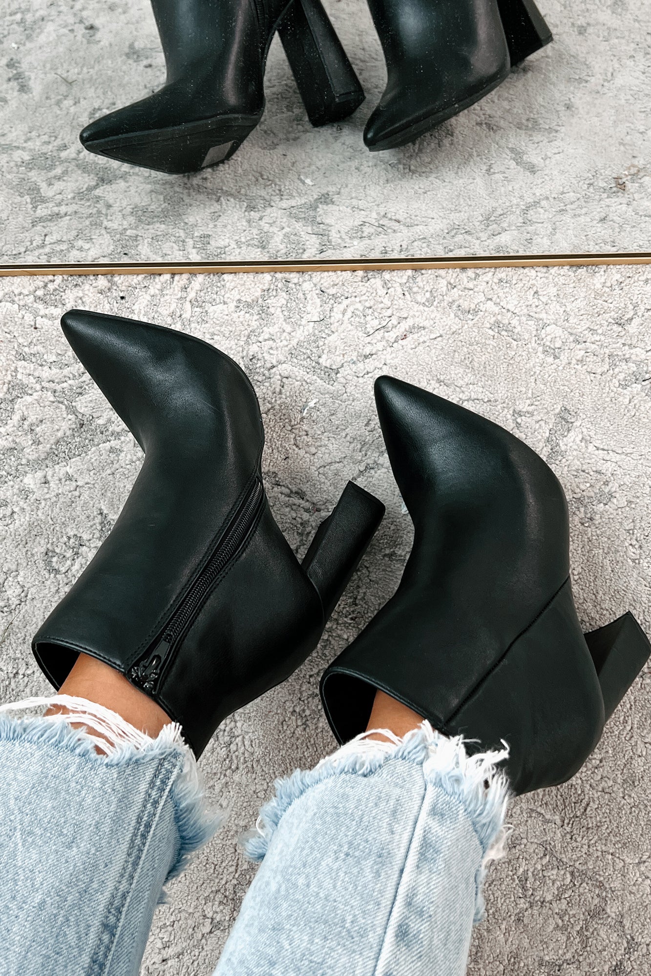 Simple Perfection Faux Leather Booties (Black PU) - NanaMacs