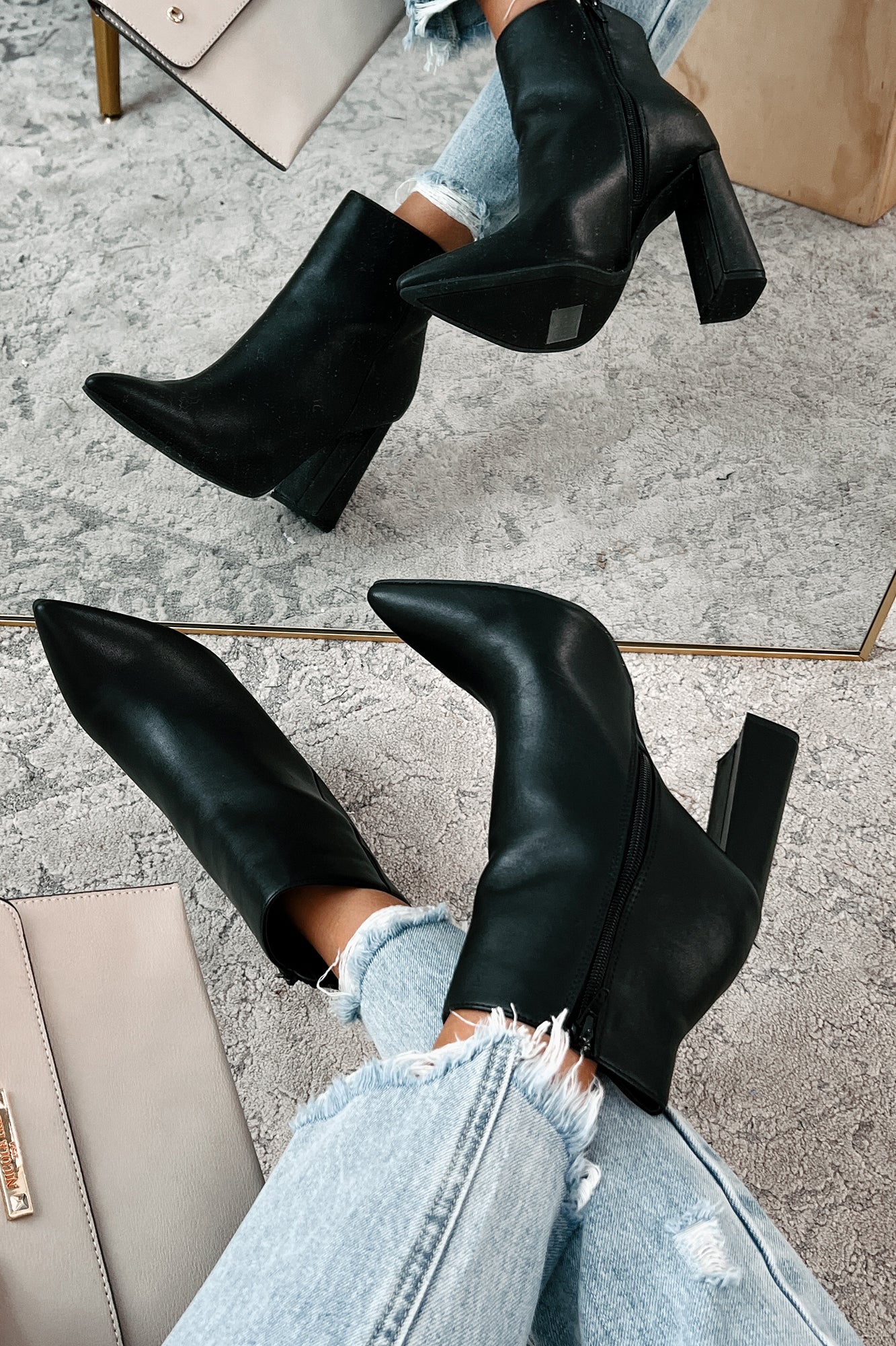 Simple Perfection Faux Leather Booties (Black PU) - NanaMacs