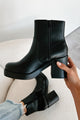 Stylish Foundation Faux Leather Platform Booties (Black PU) - NanaMacs