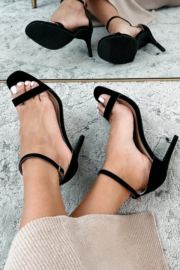 Taking Initiative Ankle Strap Heels (Black Nubuck) - NanaMacs