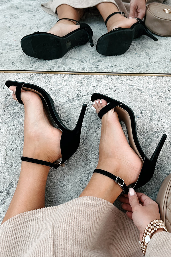 Taking Initiative Ankle Strap Heels (Black Nubuck) - NanaMacs