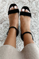 Walking Daydream Open Toe Platform Heels (Black Nubuck)