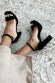 Walking Daydream Open Toe Platform Heels (Black Nubuck)