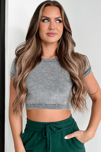 Darling Simplicity Mineral Wash Crop Top (Charcoal) - NanaMacs