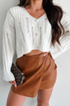 Edgy Answers Distressed Button-Up Cardigan/Top (Ivory) - NanaMacs