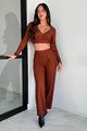 Following My Intuition Crinkled Plisse Wrap Top & Pants Set (Ancora Red) - NanaMacs