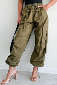 Mansel Wide Leg Cargo Pants (Olive) - NanaMacs