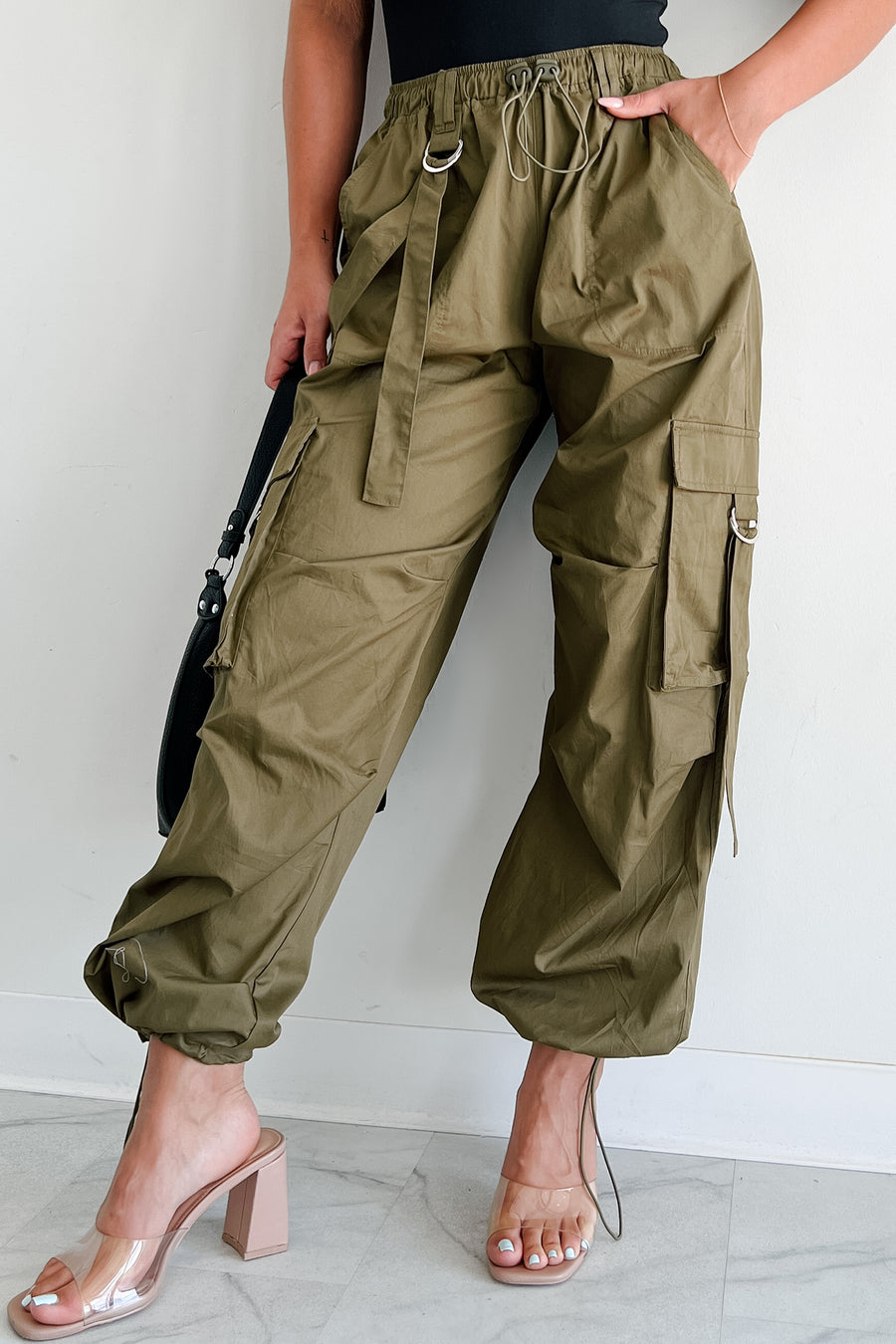 Mansel Wide Leg Cargo Pants (Olive)