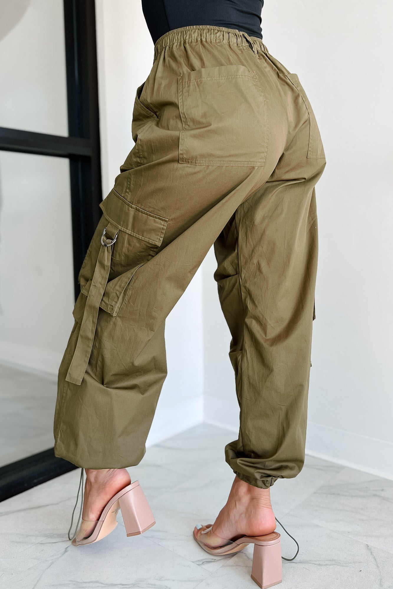 Mansel Wide Leg Cargo Pants (Olive) - NanaMacs