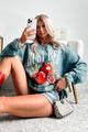 "Ruby Red Pomegranate" Graphic Sweatshirt (Silver Pine) - NanaMacs