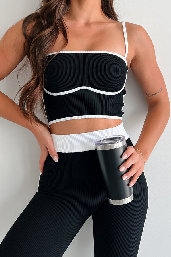 Elevate Your Game Ribbed Athleisure Set (Black) - NanaMacs