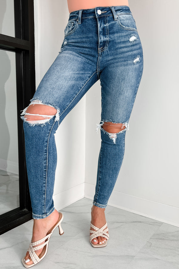 Calico High Rise Distressed Risen Skinny Jeans (Medium) - NanaMacs