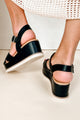 Nothing's Changed Cross-Strap Platform Sandal (Black) - NanaMacs