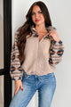 Santa Fe Sunsets Aztec Sherpa Jacket (Taupe Combo) - NanaMacs