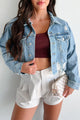 Cairo Distressed Denim Crop Jacket (Medium Denim)