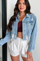 Cairo Distressed Denim Crop Jacket (Medium Denim) - NanaMacs